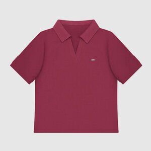 B.Sure Burgundy Simple Short Sleeve T-Shirt